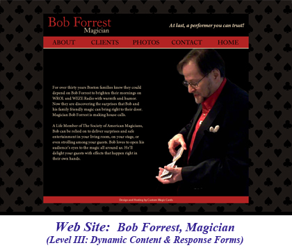 Web Site: Bob Forrest, Magician (Performer Package)